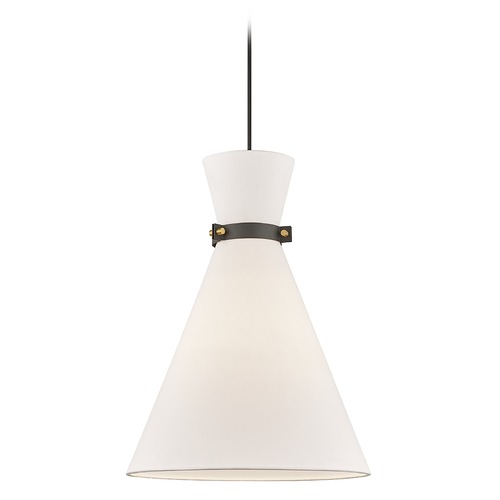 Mitzi by Hudson Valley Mitzi By Hudson Valley Julia Aged Brass / Black Pendant Light with Conical Shade H294701L-AGB/BK