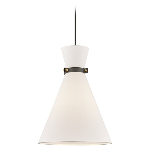 Mitzi by Hudson Valley Julia Aged Brass & Black Pendant by Mitzi by Hudson Valley H294701L-AGB/BK