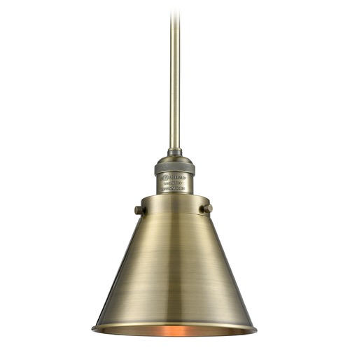 Innovations Lighting Innovations Lighting Appalachian Antique Brass Mini-Pendant Light with Conical Shade 201S-AB-M13-AB