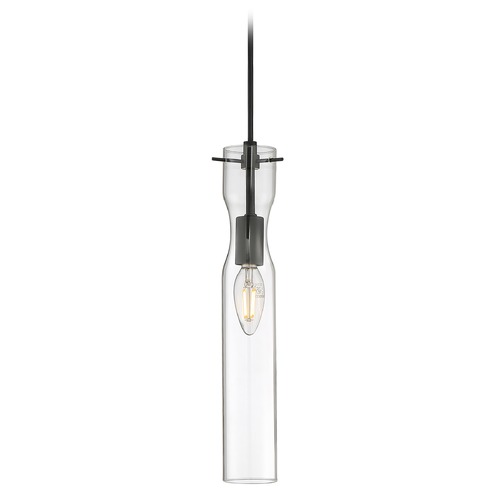 Spyglass Black Pendant with Cylindrical Shade by Satco Lighting