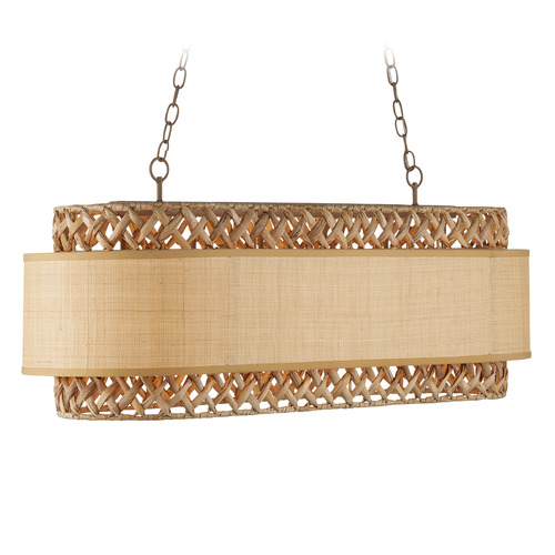 Currey and Company Lighting Isola Linear Chandelier in Khaki & Natural by Currey & Company 9000-0927