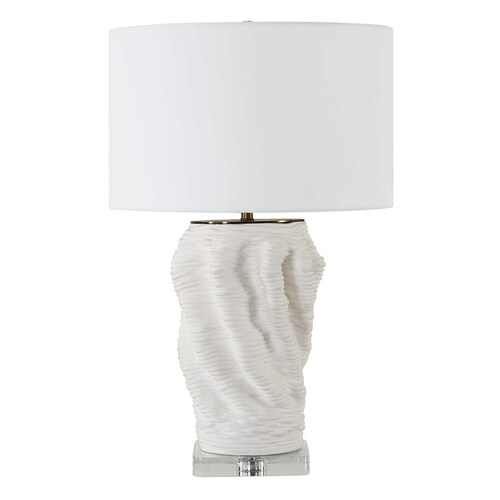 The Uttermost Company Stratified Matte White Table Lamp with Drum Shade