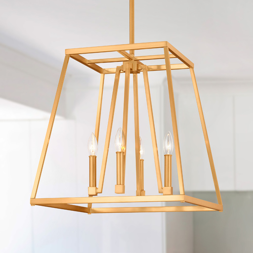 Visual Comfort Studio Collection Conant Medium Lantern in Gilded Satin Brass by Visual Comfort Studio F3150/4GSB