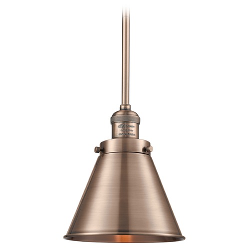 Innovations Lighting Innovations Lighting Appalachian Antique Copper Mini-Pendant Light with Conical Shade 201S-AC-M13-AC