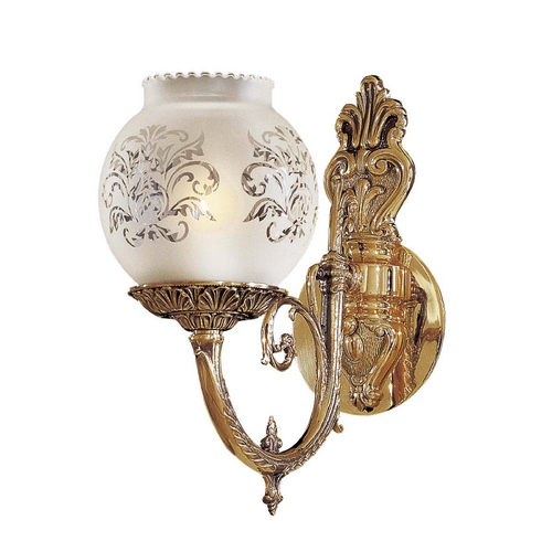 Sconce Wall Light with White Glass in Antique Classic Brass by Metropolitan Lighting