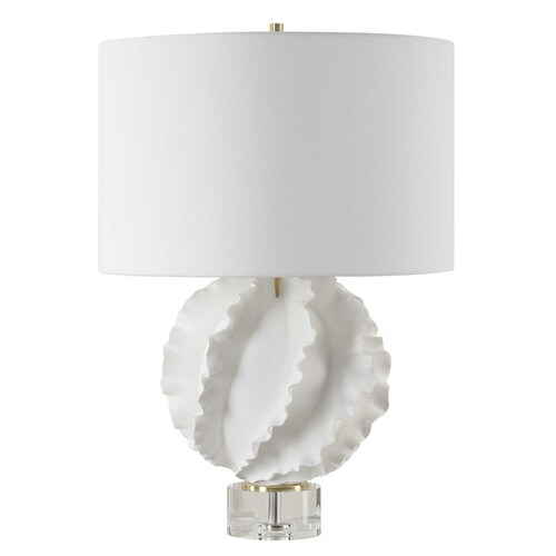 The Uttermost Company Saylor Satin White Table Lamp with Drum Shade