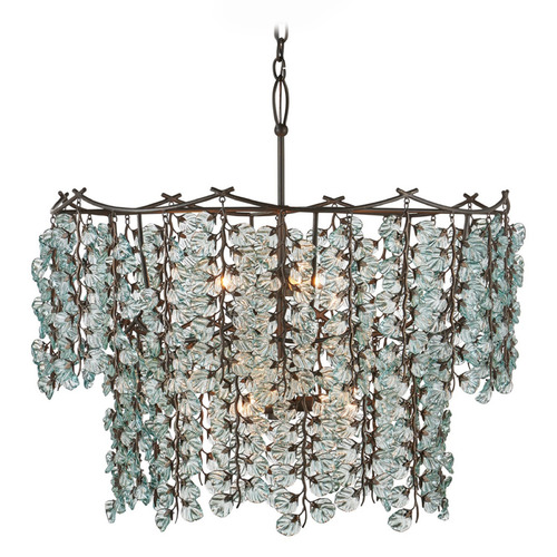 Currey and Company Herbary Clear / Bronze Chandelier