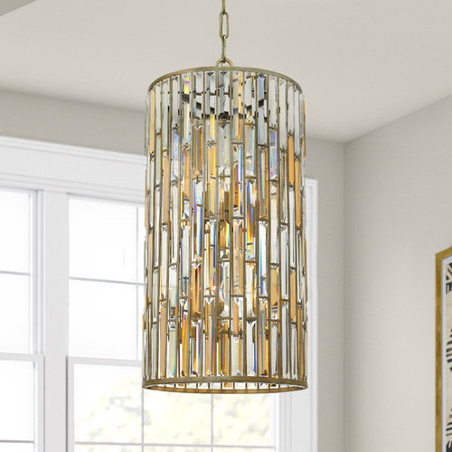 Gemma 33.50-Inch High Large Drum Pendant in Silver Leaf by Fredrick Ramond