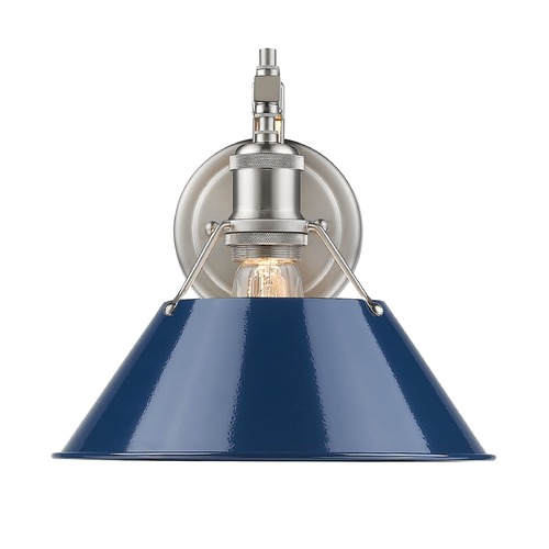 Golden Lighting Orwell Wall Sconce in Pewter & Navy Blue by Golden Lighting 3306-1W PW-NVY