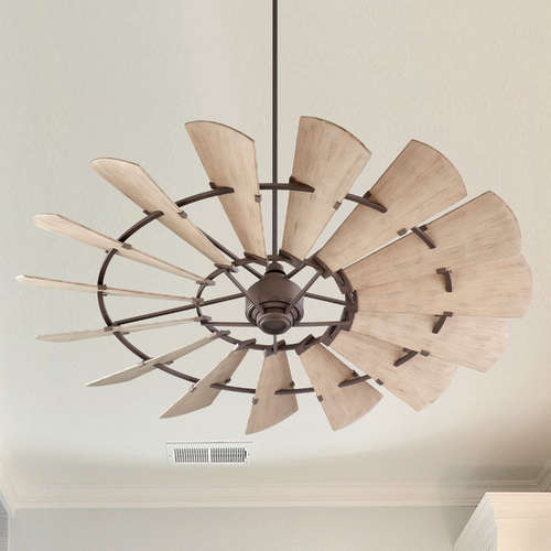 72-Inch Windmill Oiled Bronze with Weathered Oak Blades by Quorum Lighting