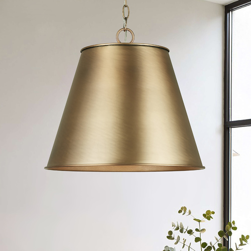 Capital Lighting Welker 16-Inch Metal Pendant in Aged Brass by Capital Lighting 337811AD