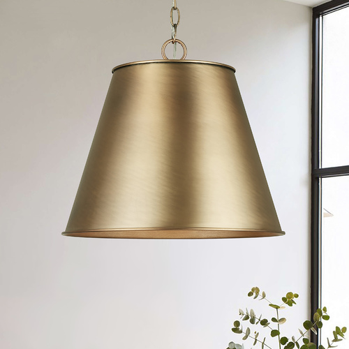 Capital Lighting Welker 16-Inch Metal Pendant in Aged Brass by Capital Lighting 337811AD