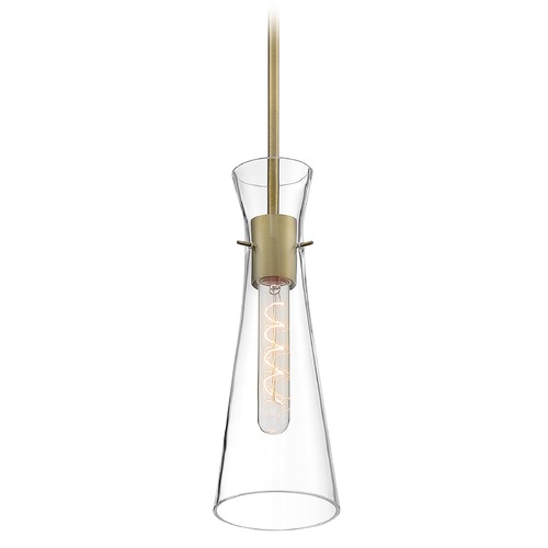 Bahari Vintage Brass Pendant with Conical Shade by Satco Lighting
