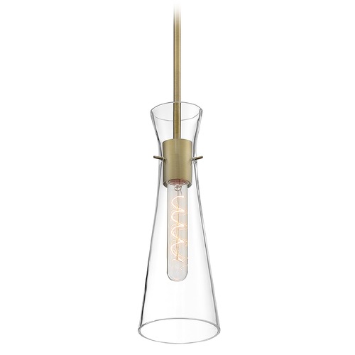 Satco Lighting Bahari Vintage Brass Pendant with Conical Shade by Satco Lighting 60/6858