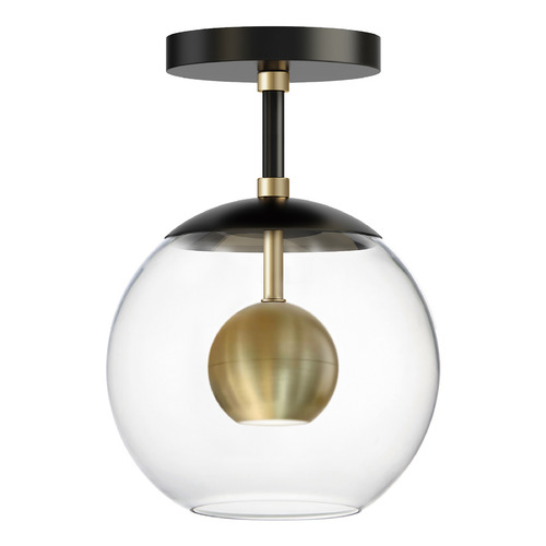 Nucleus LED Flush Mount in Black & Natural Aged Brass by ET2 Lighting