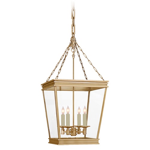 Visual Comfort Signature Collection Chapman & Myers Launceton Square Lantern in Brass by Visual Comfort Signature CHC5610ABCG