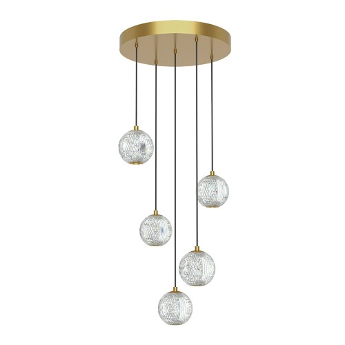 Marni 15.25-Inch LED Multi Pendant in Natural Brass by Alora Lighting