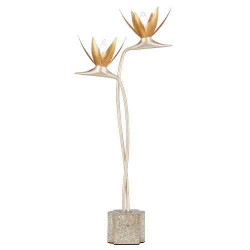 Currey and Company Lighting Currey and Company Paradiso Silver Leaf & Gold Leaf & Abalone Polished Concrete Table Lamp 6000-0855