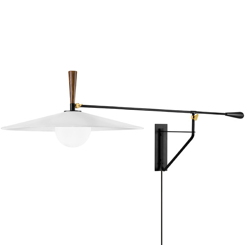 Troy Lighting Duarte Patina Brass & Soft Black LED Swing Arm Lamp