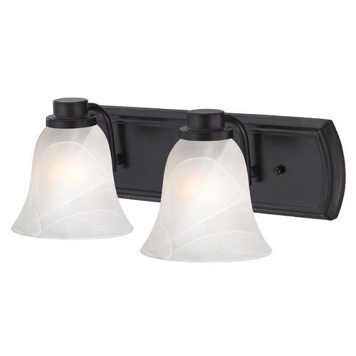 Alabaster Glass 2-Light Bath Bar in Bronze