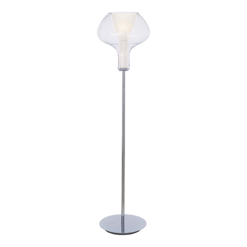George Kovacs Lighting Modern Torchiere Lamp with White Glass in Chrome Finish P3808-077