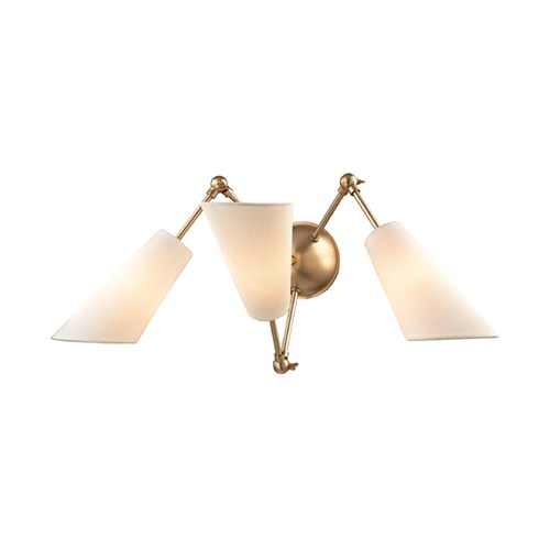 Buckingham 3-Light Wall Sconce in Aged Brass by Hudson Valley Lighting