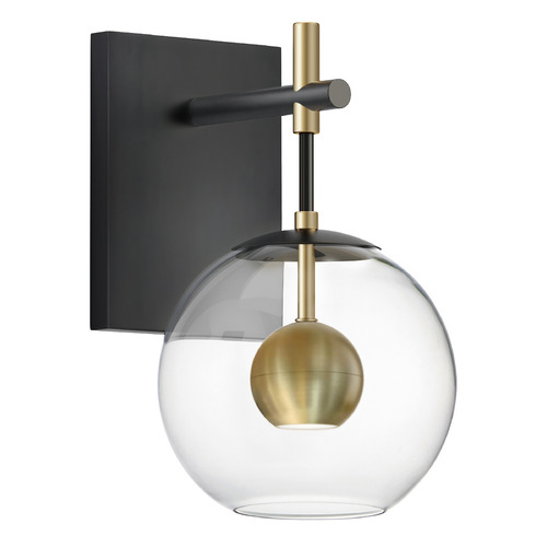 Nucleus LED Wall Sconce in Black & Natural Aged Brass by ET2 Lighting