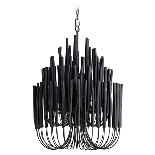 Tilda Small Chandelier in Black Stained Wood & Black by Arteriors Home