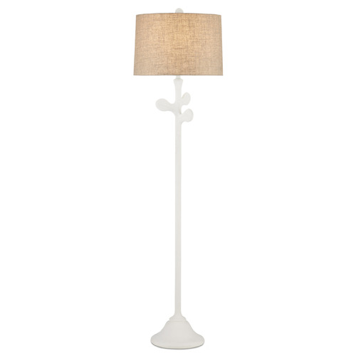 Currey and Company Charny Gesso White Floor Lamp with Empire Shade