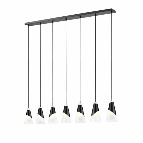 Z-Lite Aimie Matte Black Multi-Light Pendant with Conical Shade
