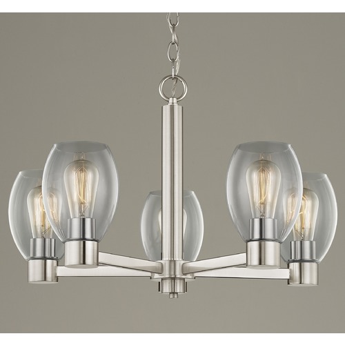 Clear Glass Chandelier Satin Nickel