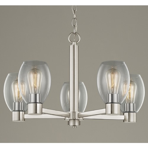 Design Classics Lighting Clear Glass Chandelier Satin Nickel 2105-09 GL1034-CLR