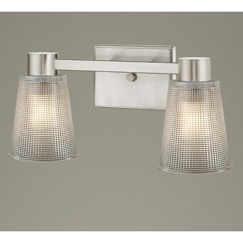 Design Classics Lighting 2-Light Prismatic Glass Bathroom Light Satin Nickel 2102-09 GL1056-FC