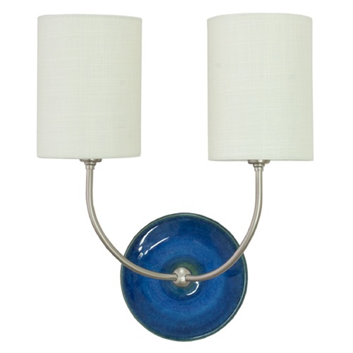 House of Troy Lighting Scatchard Stoneware Blue Gloss Wall Lamp by House of Troy Lighting GS775-2-SNBG