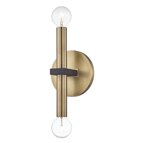 Colette Aged Brass & Black Sconce by Mitzi by Hudson Valley