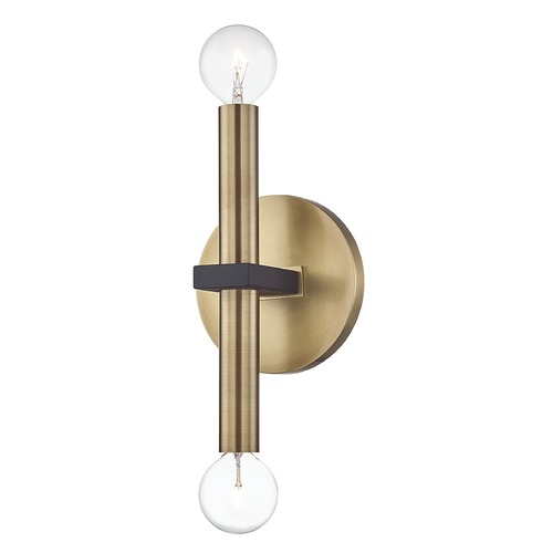 Mitzi by Hudson Valley Colette Aged Brass & Black Sconce by Mitzi by Hudson Valley H296102-AGB/BK