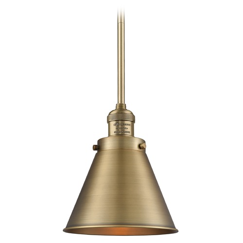 Innovations Lighting Innovations Lighting Appalachian Brushed Brass Mini-Pendant Light with Conical Shade 201S-BB-M13-BB