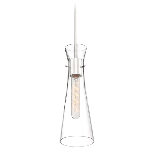 Bahari Polished Nickel Pendant with Conical Shade by Satco Lighting