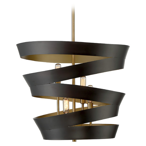 Meridian 19-Inch Pendant in Matte Black & Gold by Meridian M70009-46