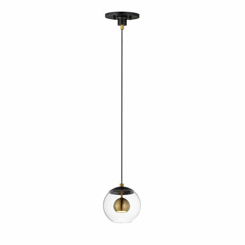 Nucleus 7-Inch LED Mini Pendant in Black & Brass by ET2 Lighting