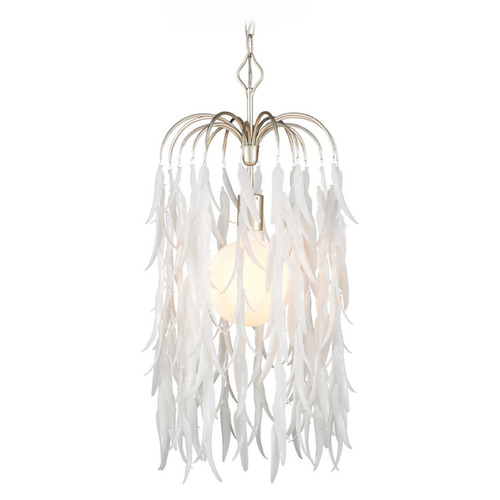 Currey and Company Glen Arbor White / Contemporary Silver Leaf / Silver Pendant Light