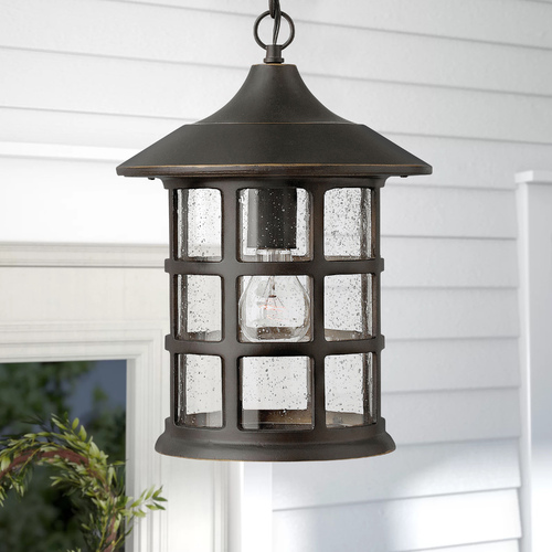 Hinkley Freeport Outdoor Hanging Light in Oil Rubbed Bronze with Seeded Glass 1802OZ