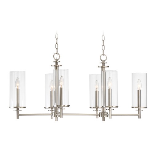 Designers Fountain Lighting Designers Fountain Harlowe Satin Platinum Island Light with Cylindrical Shade 87286-SP