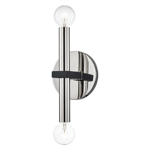 Mitzi by Hudson Valley Colette Polished Nickel & Black Sconce by Mitzi by Hudson Valley H296102-PN/BK