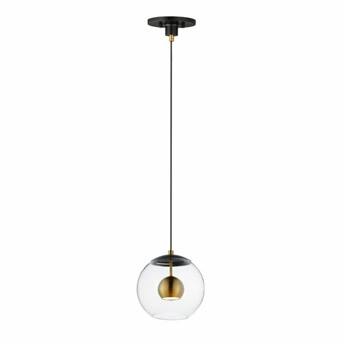 Nucleus 9-Inch LED Mini Pendant in Black & Brass by ET2 Lighting