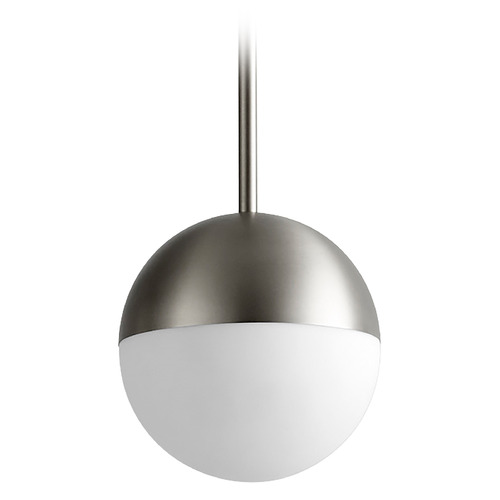 Mondo 6-Inch LED Globe Pendant in Satin Nickel by Oxygen Lighting