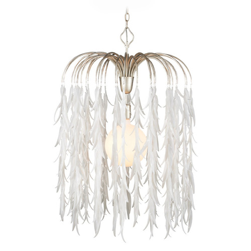 Currey and Company Glen Arbor White / Contemporary Silver Leaf / Silver Pendant Light