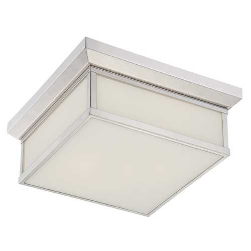 Flush Mount with White Glass in Polished Nickel by Minka Lavery