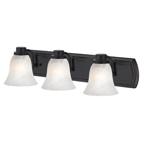 Alabaster Glass 3-Light Bath Bar in Bronze