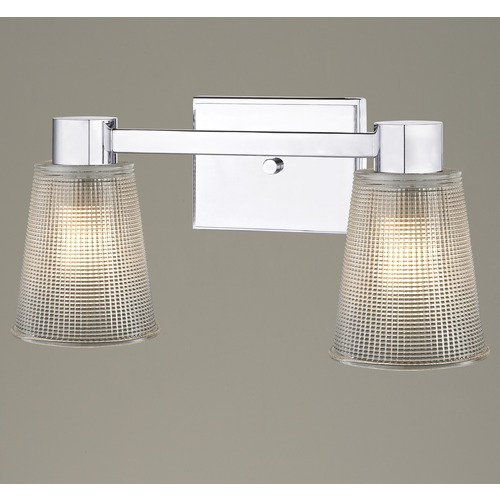 Design Classics Lighting 2-Light Prismatic Glass Bathroom Light Chrome 2102-26 GL1056-FC